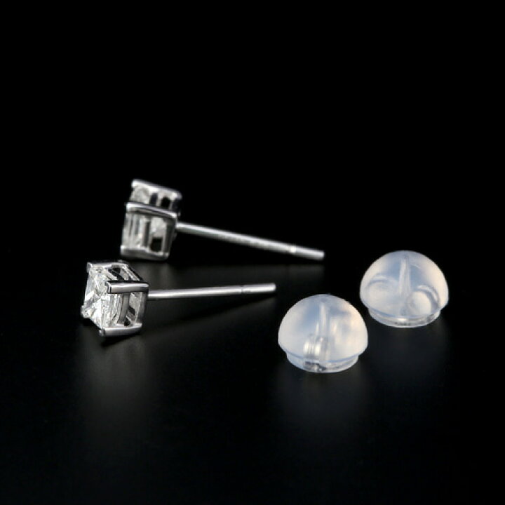 楽天市場】プラチナ ダイヤモンド1粒ピアス プリンセスカット 0.4ct 