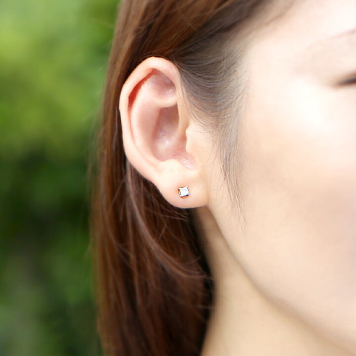楽天市場】プラチナ ダイヤモンド1粒ピアス プリンセスカット 0.4ct 