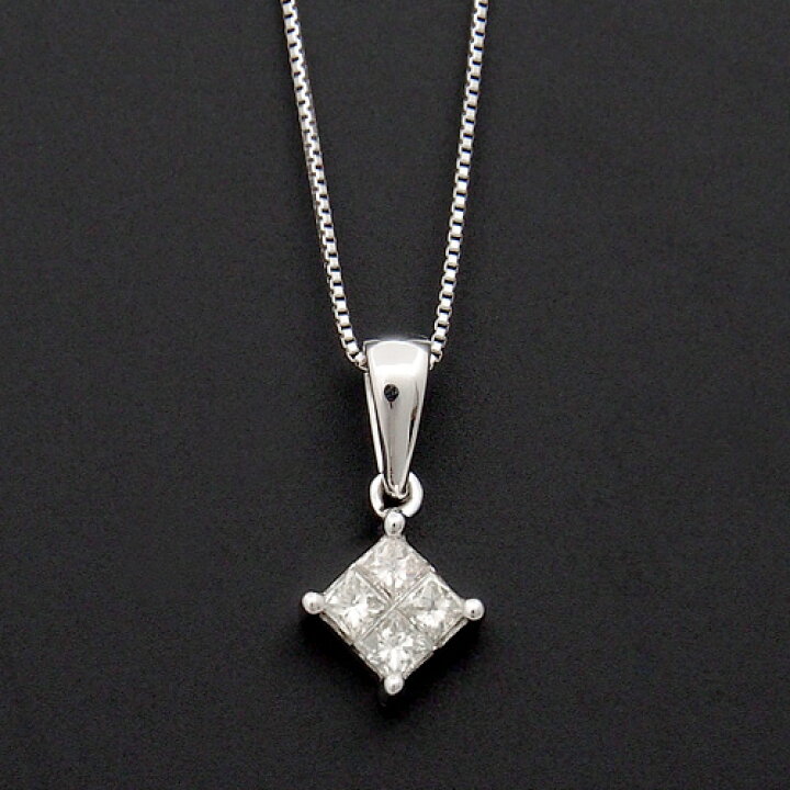 楽天市場】18金 ダイヤモンド0.25ct プリンセスカッとネックレス 