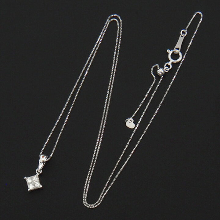 楽天市場】18金 ダイヤモンド0.25ct プリンセスカッとネックレス 