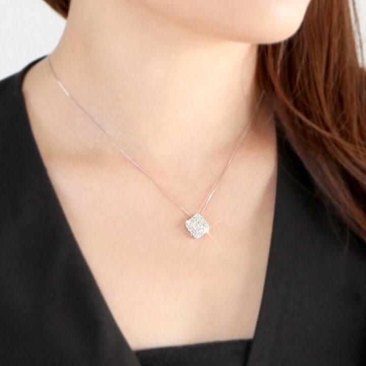 楽天市場】18金 ダイヤモンド1.0ct スクエアデザインネックレス 
