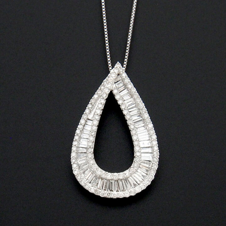 楽天市場】18金 ダイヤモンド1.0ct しずくネックレス テーパーカット  
