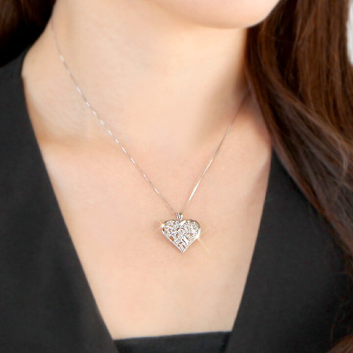 楽天市場】18金 ダイヤモンド0.65ct テーパーカットハートネックレス 