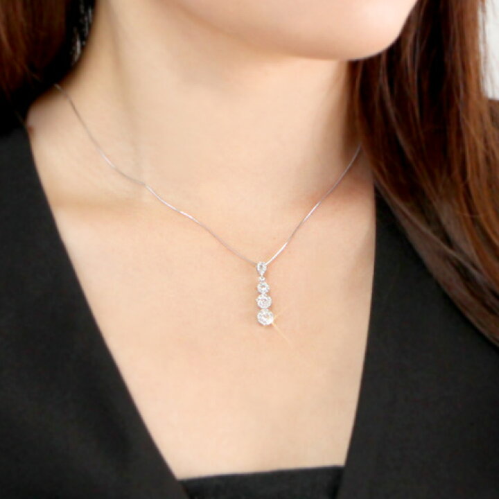 楽天市場】18金 ダイヤモンド0.5ct スリーストーンネックレス 