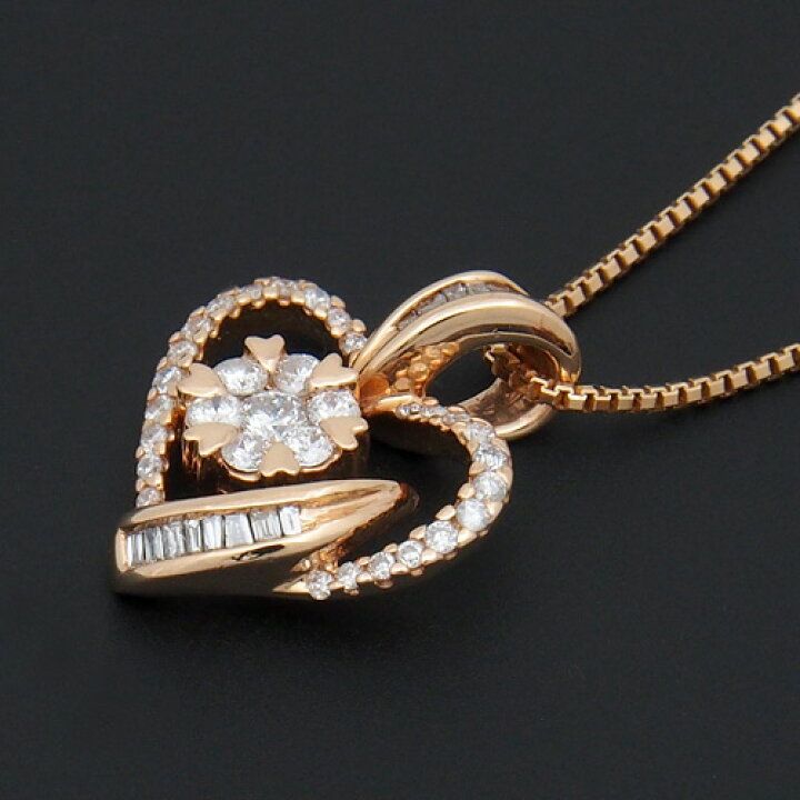 楽天市場】18金 ダイヤモンド0.4ct ハートネックレス テーパーカット 
