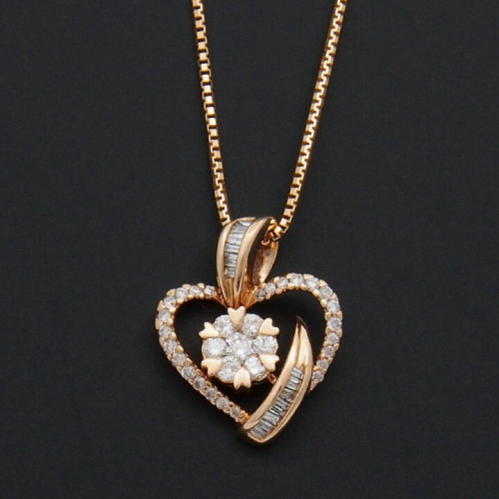 楽天市場】18金 ダイヤモンド0.4ct ハートネックレス テーパーカット 