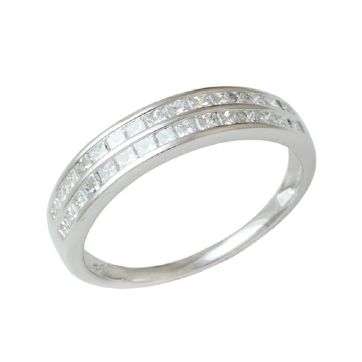 楽天市場】プラチナ ダイヤモンド1.0ct プリンセスカット ダブルレール 