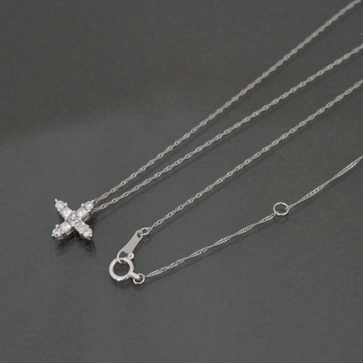 楽天市場】18金 ダイヤモンド 0.3ct クロス ネックレス 正十字 