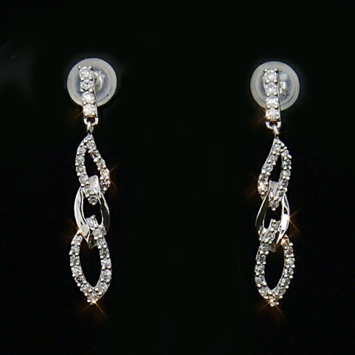 楽天市場】18金 ダイヤモンド0.3ct チェーンデザインロングピアス 