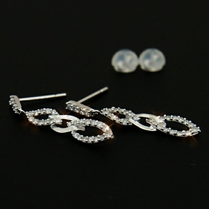 楽天市場】18金 ダイヤモンド0.3ct チェーンデザインロングピアス 