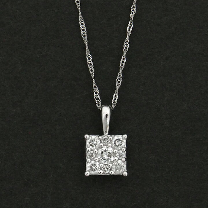 楽天市場】18金 ダイヤモンド0.25ct スクエアデザインネックレス 
