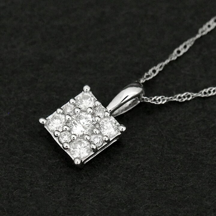 楽天市場】18金 ダイヤモンド0.25ct スクエアデザインネックレス 