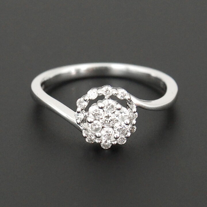 楽天市場】18金 ダイヤモンド0.25ct フラワーウェーブリング K18WG 