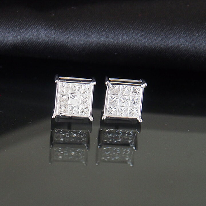 楽天市場】18金 ダイヤモンド1.0ct 片耳0.5ct ミステリーセッティング 