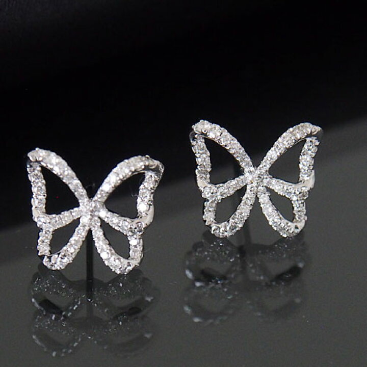 楽天市場】18金 ダイヤモンド0.5ct 片耳0.25ct バタフライ 蝶  