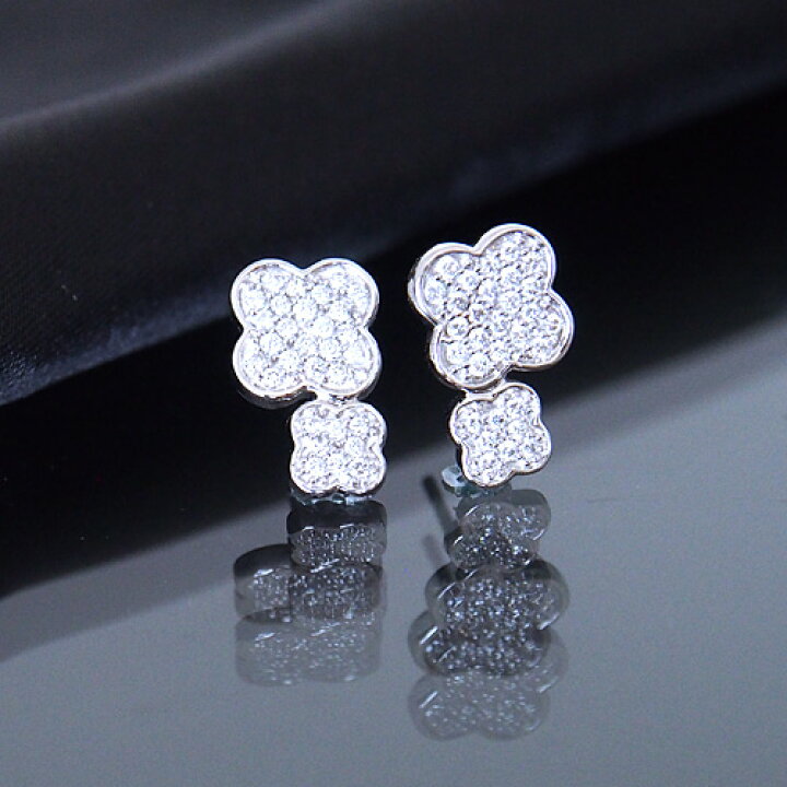 楽天市場】18金 ダイヤモンド0.3ct 片耳0.15ct ダブルフラワーパヴェ 