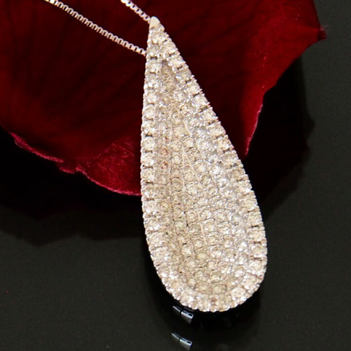 楽天市場】18金 ダイヤモンド 1.0ct パヴェセッティング 雫 ロング 
