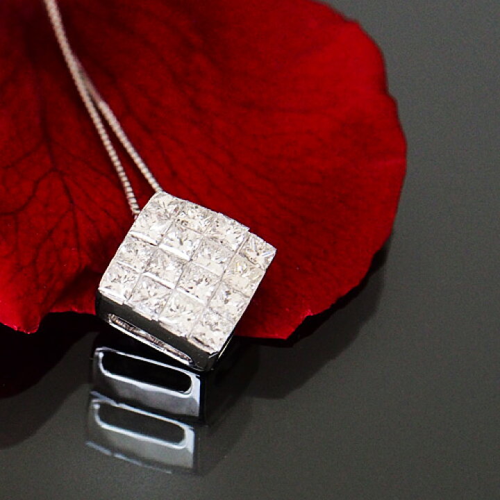 楽天市場】18金 ダイヤモンド 0.65ct スクエア 四角 ペンダント  