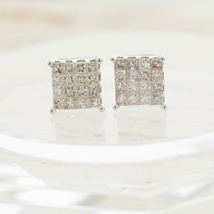 楽天市場】18金 ダイヤモンド 1.0ct 片耳0.5ct(16石)ミステリー 