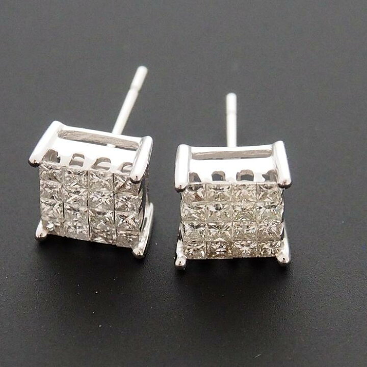 楽天市場】18金 ダイヤモンド 1.0ct 片耳0.5ct(16石)ミステリー  