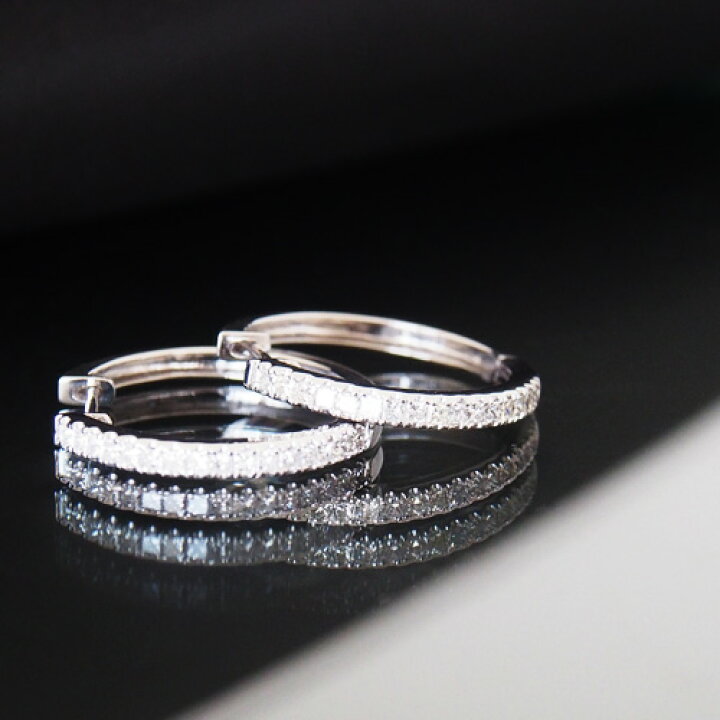 楽天市場】18金 ダイヤモンド 0.5ct 片耳0.25ct フープピアス  