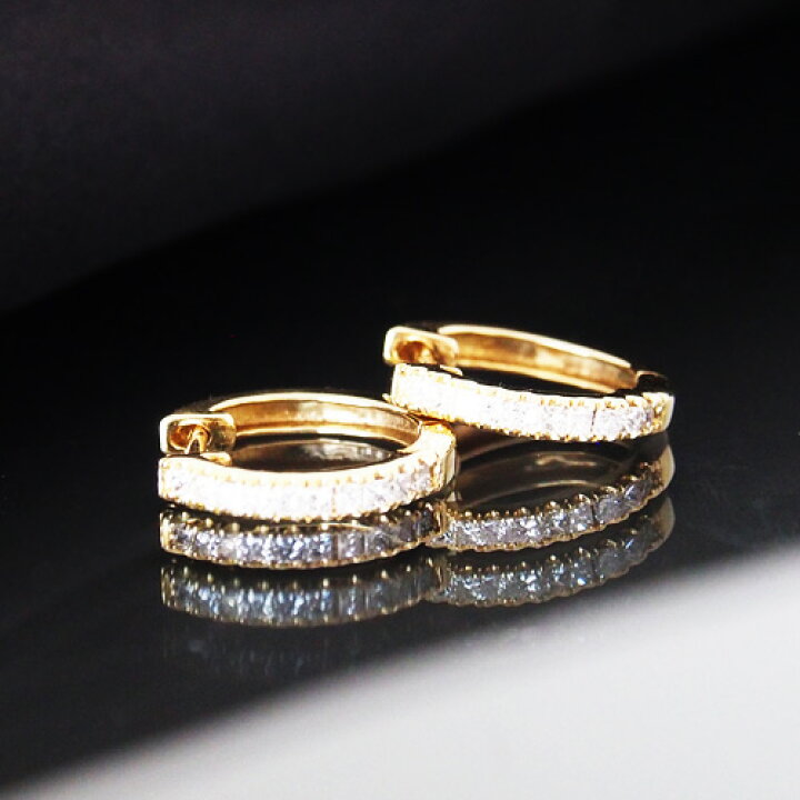 楽天市場】18金 ダイヤモンド 0.3ct 片耳0.15ct フープピアス  