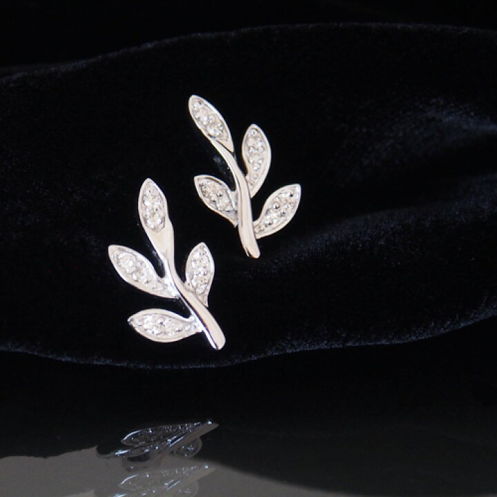 楽天市場】18金 ダイヤモンド 0.14ct 片耳0.07ct リーフピアス 葉っぱ  