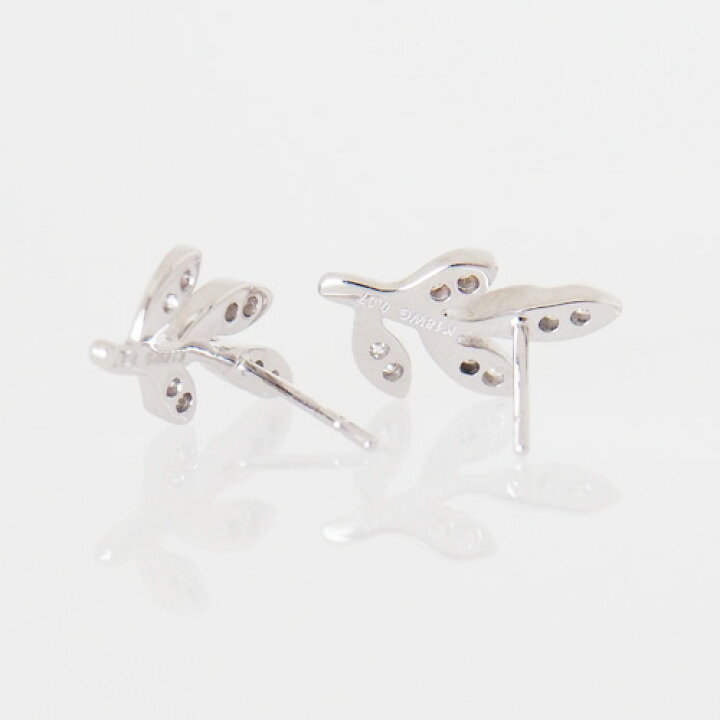 楽天市場】18金 ダイヤモンド 0.14ct 片耳0.07ct リーフピアス 葉っぱ  