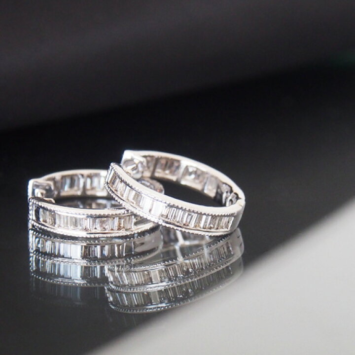 楽天市場】18金 ダイヤモンド 1.00ct 片耳0.5ct フープピアス テーパー  