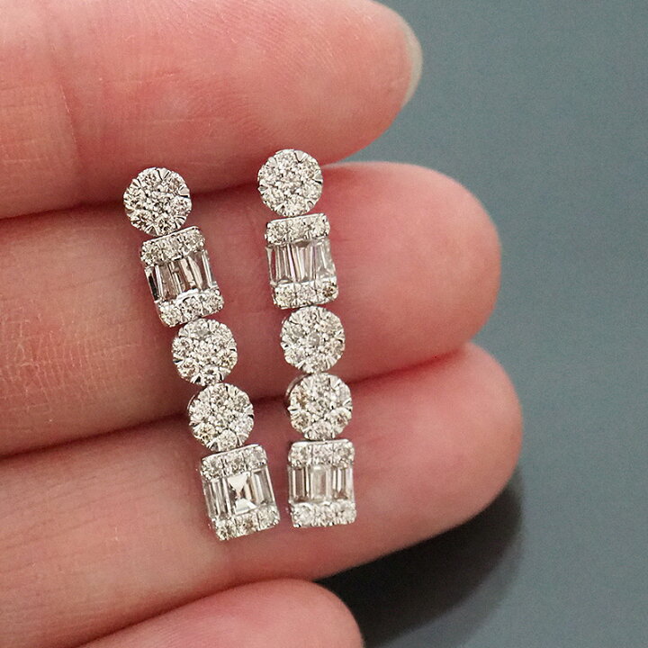 楽天市場】18金 ダイヤモンド 1.0ct 片耳0.50ct ロングピアス テーパー 
