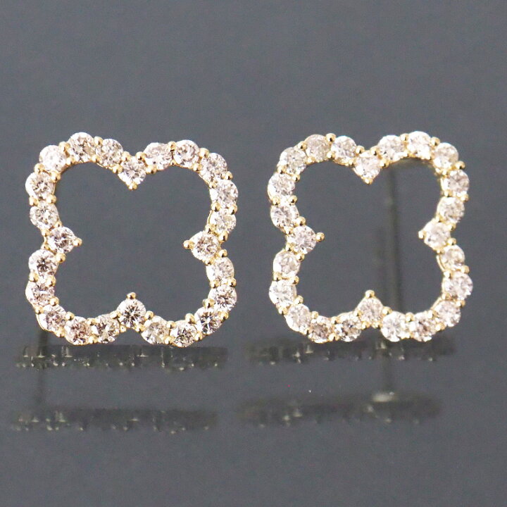 楽天市場】18金 ダイヤモンド 0.7ct 片耳0.35ct フラワーピアス 