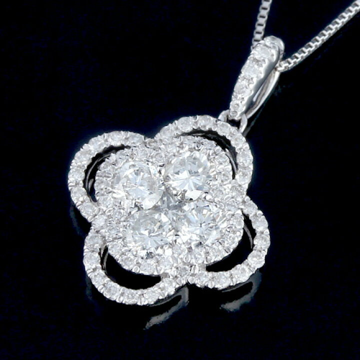 楽天市場】18金 ダイヤモンド0.8ct フワラーネックレス ペンダント 0.8 