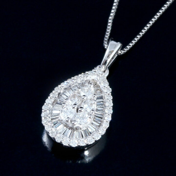 楽天市場】18金 ダイヤモンド0.5ct しずくネックレス テーパーダイヤ 
