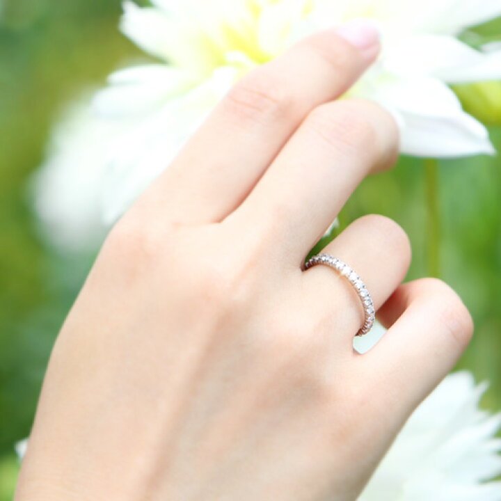 楽天市場】プラチナ ダイヤモンド0.5ct ハーフエタニティリング ハート 