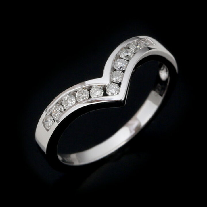 楽天市場】18金 ダイヤモンド0.25ct リング レール留め V字ライン 0.25 