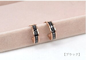ピアス カジュアル ステンレス スワロフスキー社製クリスタル 上品 フープ 両耳 テレワーク 金属アレルギー対応