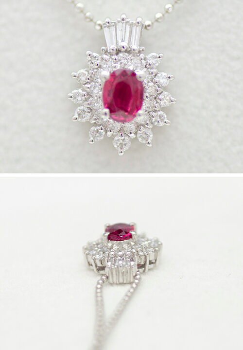 楽天市場】【中古】 ルビーネックレス Pt900 鑑別書付 ルビー 0.56ct 