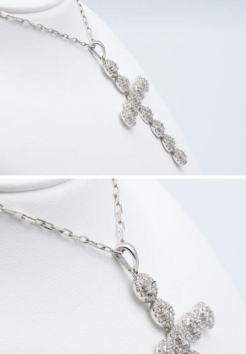 楽天市場】【中古】 クロス ダイヤモンドネックレス K18WG 