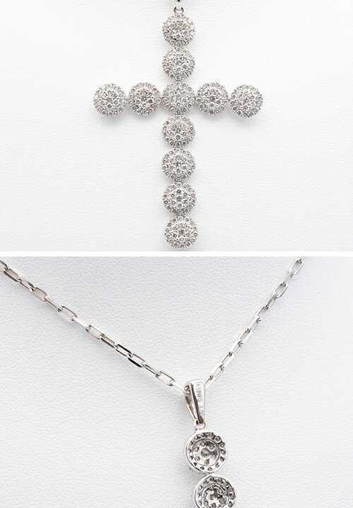 楽天市場】【中古】 クロス ダイヤモンドネックレス K18WG 