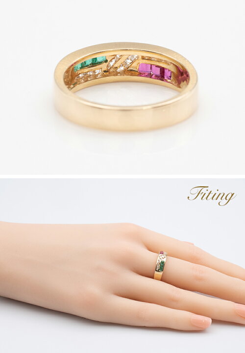 楽天市場】【中古】 デザインリング K18 ルビー 0.21ct エメラルド 