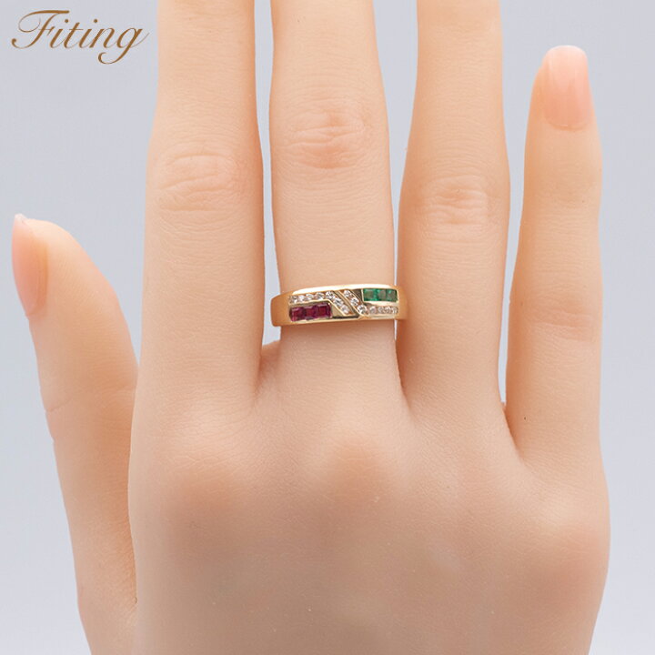楽天市場】【中古】 デザインリング K18 ルビー 0.21ct エメラルド 