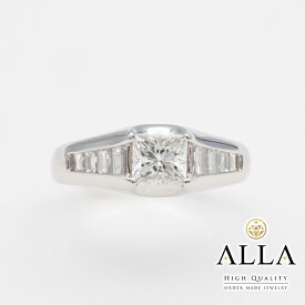 【中古】 1粒 ダイヤモンドリング Pt900 鑑定書付 ダイヤモンド 0.748ct メレダイヤモンド 0.48ct 12号 プラチナ アクセサリー 宝石 レディース 【磨き上げ済】