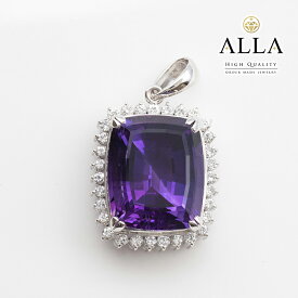 【中古】 アメジストペンダント Pt900 アメジスト 14.08ct メレダイヤモンド 0.67ct SIクラス プラチナ アクセサリー ジュエリー 宝石 レディース 【磨き上げ済】