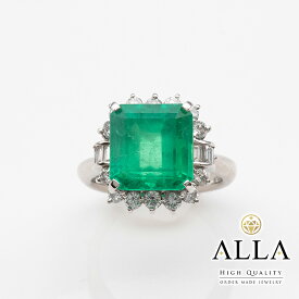 【中古】 コロンビア産 エメラルド リング 鑑別書付 Pt900 エメラルド 4.68ct ダイヤモンド 0.70ct SIクラス 8号 プラチナ アクセサリー 宝石 レディース 【磨き上げ済】