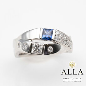 【中古】 サファイア リング 鑑別書付 Pt900 サファイア 0.32ct ダイヤモンド 0.54ct SIクラス 12号 プラチナ アクセサリー ステップカット 宝石 レディース 【磨き上げ済】