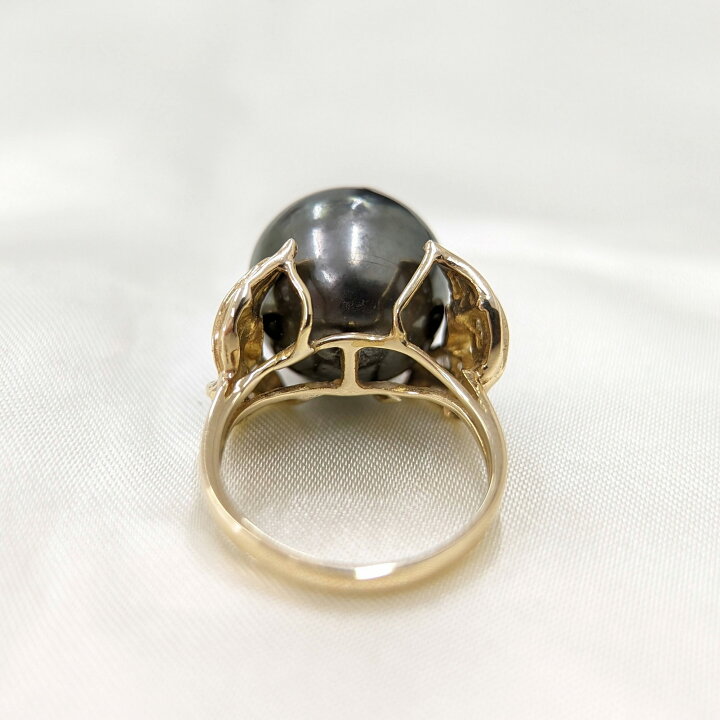 楽天市場】タヒチ 黒蝶真珠 パールリング タヒチパール K18イエロー  