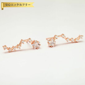 【全品70%OFFクーポン!!お買い物マラソンスタートダッシュセール!先着500名様】 ピアス 両耳用 キュービックジルコニア ホワイト 真鍮 イエローゴールド シルバー スタッド ロング おしゃれ 可愛い かわいい モチーフ スター 星 e15010504