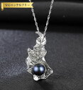 【50%OFFクーポン対象商品!!14日10時から!楽天イーグルス感謝祭!先着500名様】 ネックレス キュービックジルコニア 淡水パール シルバー925 ブラック シルバー ベネチアンチェーン 中粒 40+5cm 上品 エレガント 大人 大きめ 大ぶり pn0063