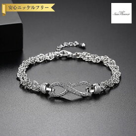 【全品70%OFFクーポン 先着500名様 ラストスパート＆アフターセール】【30日返品保証】 ブレスレット キュービックジルコニア 真鍮 スクリューチェーン ホワイト シルバー カニカンメレ 2連デザイン アジャスター 太め フックモチーフ b17070192