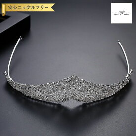 【ブライダルセレクト】 ティアラ キュービックジルコニア ホワイト 真鍮 シルバー シンプル 上品 エレガント 大人 可愛い かわいい きれいめ フォーマル ブライダル 結婚式 f18120802